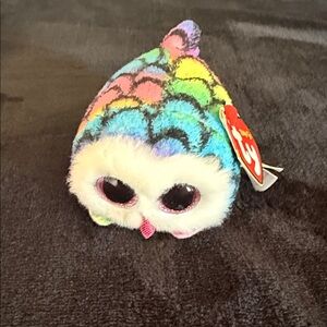Ty Beanie Boo Multicolor Rainbow Owl Plush